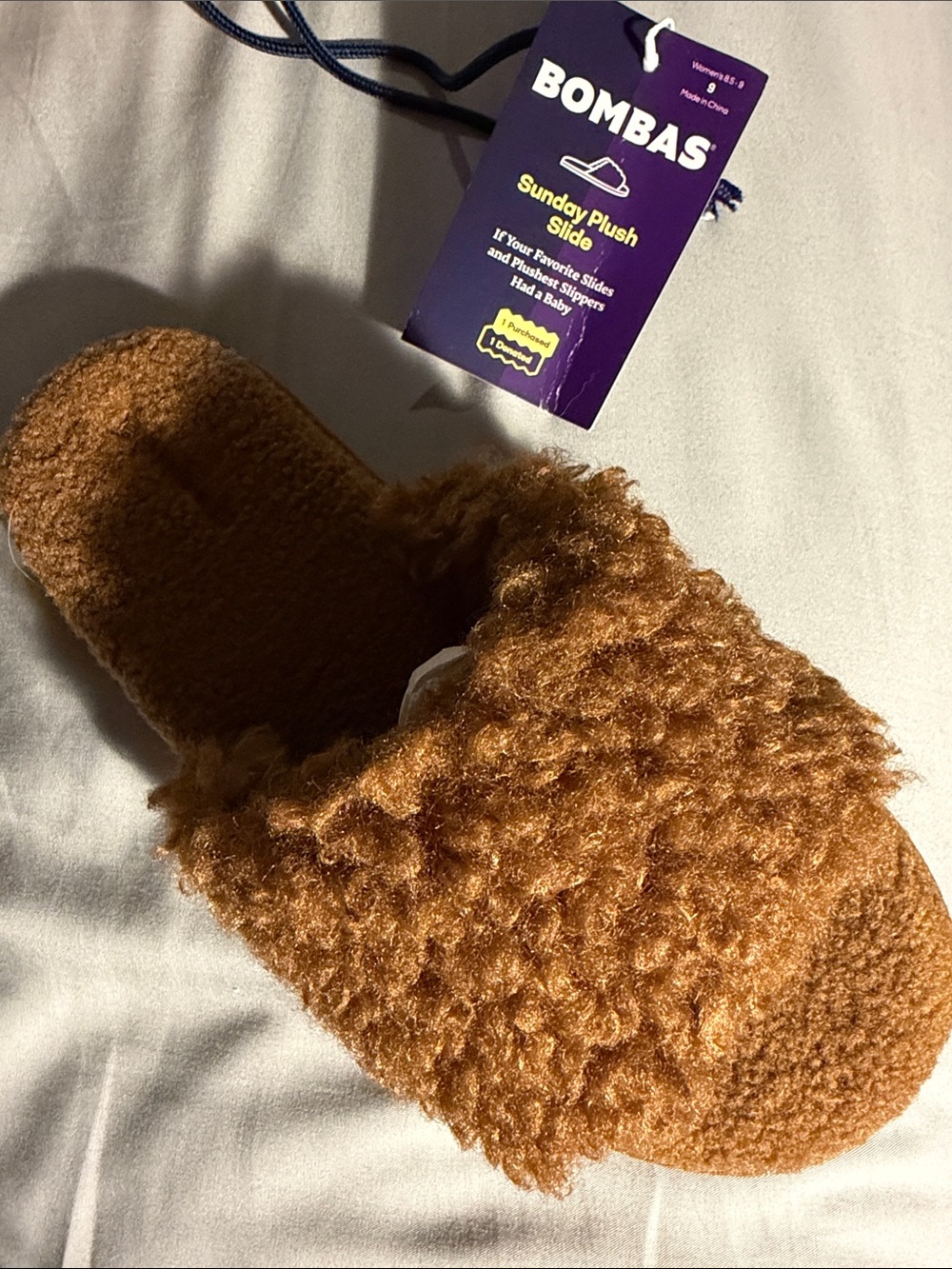 Bombas Sunday Plush Slide - Brown Sherpa Slip-On